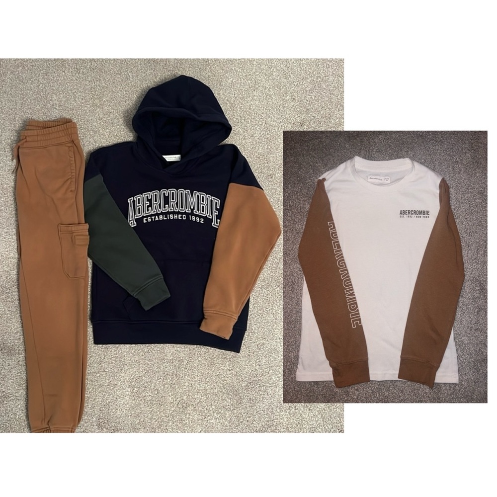 Abercrombie Kids matching 3 pc set *hoodie, sweat pants, & long slv shirt* 9/10